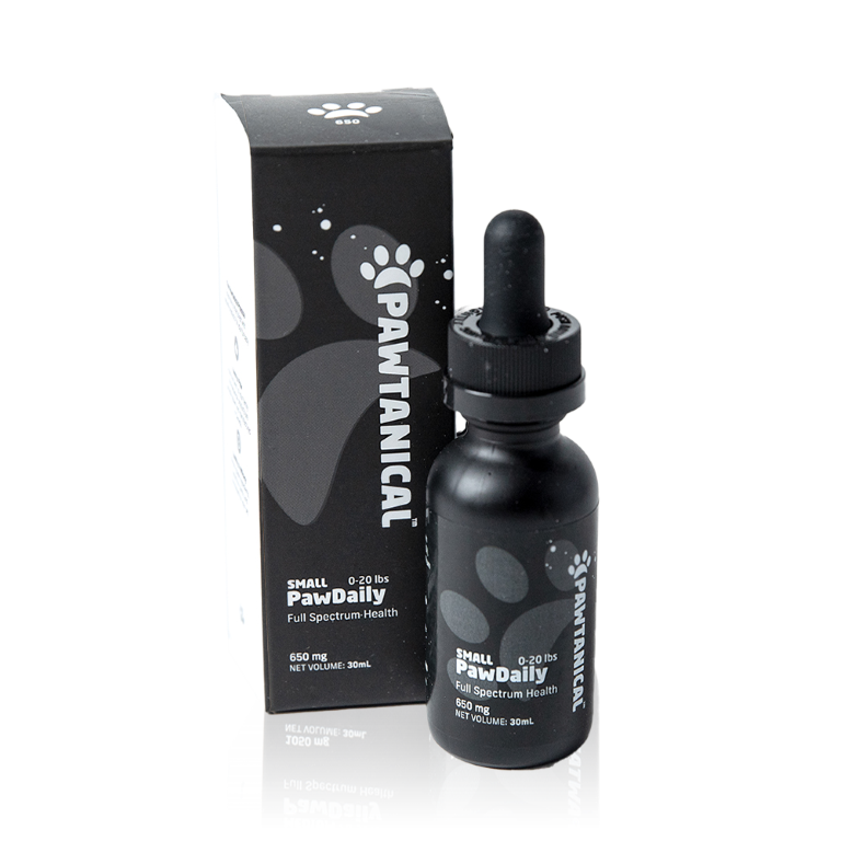 pawtanicals bottle of hemp oil for cats